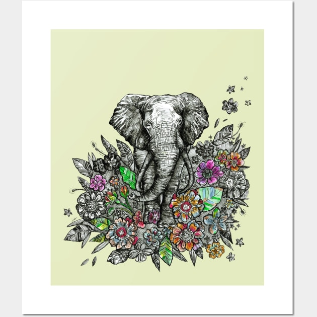 Floral Elephant. Wall Art by FanitsaArt